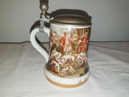 Porseleinen bierpul Kaiser Duitsland metalen deksel 0,5 ltr., Ophalen of Verzenden, Zo goed als nieuw, Bierglas