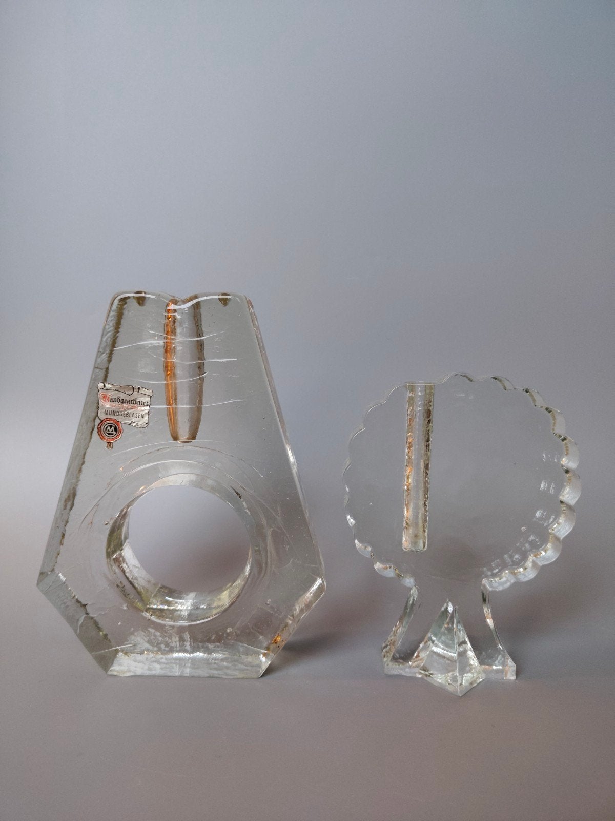 Marsberger retro vintage design glas / kristal solifleur blo, Verzenden