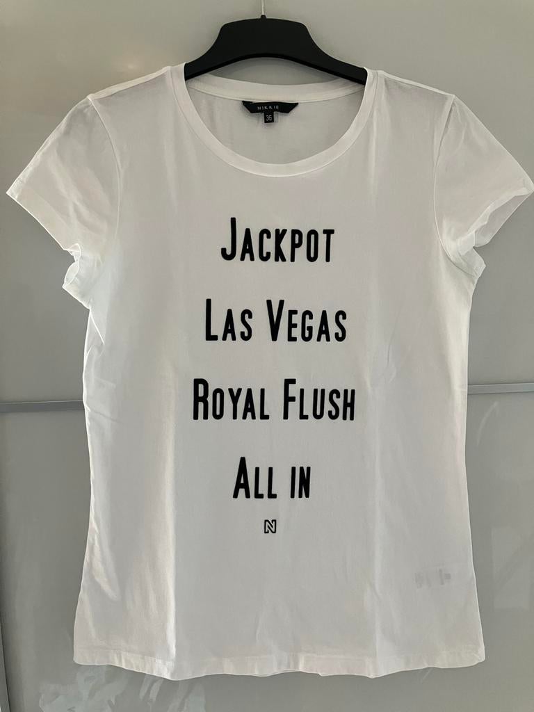 Nikkie T-shirt 'Jackpot Las Vegas' - Maat 36, Wit, Ophalen of Verzenden, Zo goed als nieuw, Korte mouw