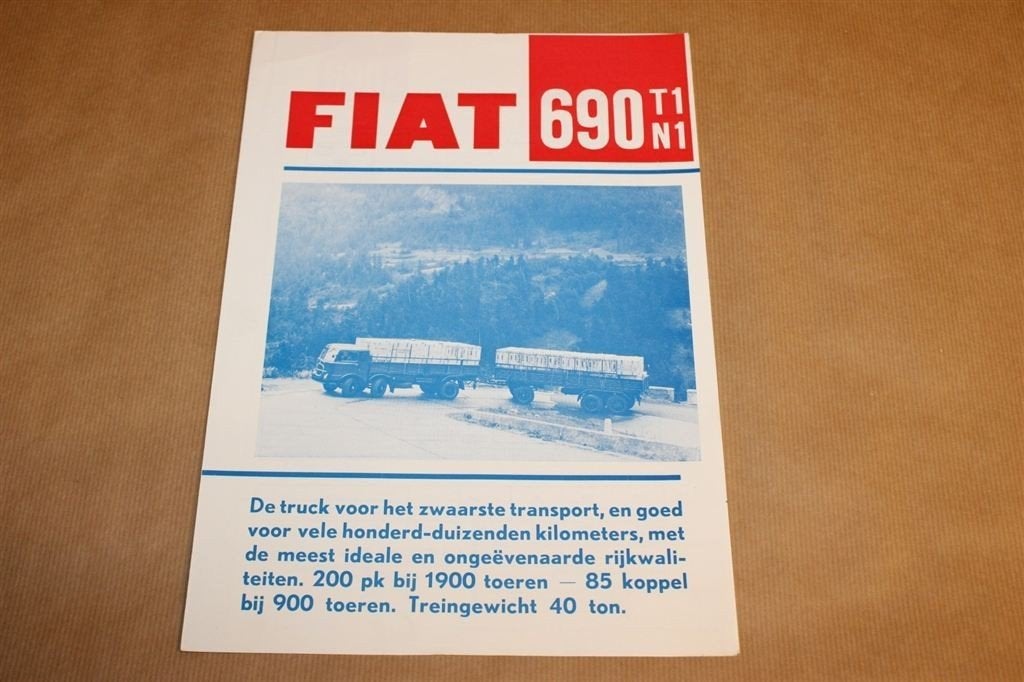 Zeldzame brochure - Fiat 690 T1 N1 vrachtwagen - 1965, Boeken, Ophalen of Verzenden, Zo goed als nieuw, Tractor en Landbouw