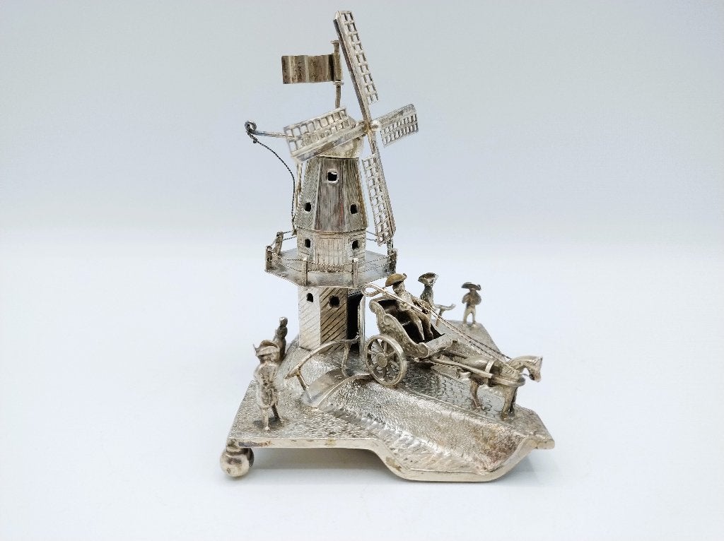 Grote zilveren miniatuur molen, J. Verhoogt, Hoorn, 1905