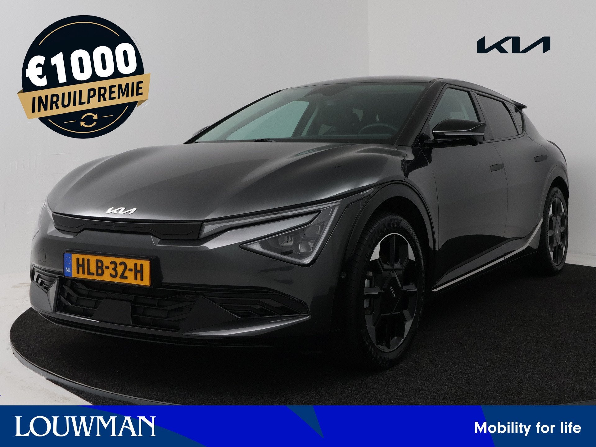 Kia Ev6 Plus Advanced 84 kWh | 98.5%SOH | Trekhaak | Stoelve, Auto's, Automaat, Achterwielaandrijving, Zwart, Verwarmde buitenspiegels