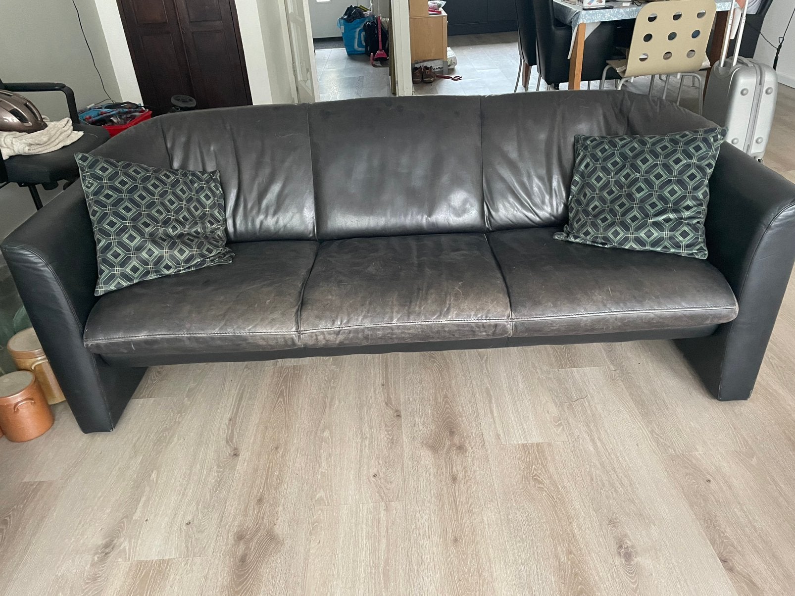 Hele mooie zwarte zwart leren leolux bank, Ophalen, Zo goed als nieuw, 75 tot 100 cm, Leer