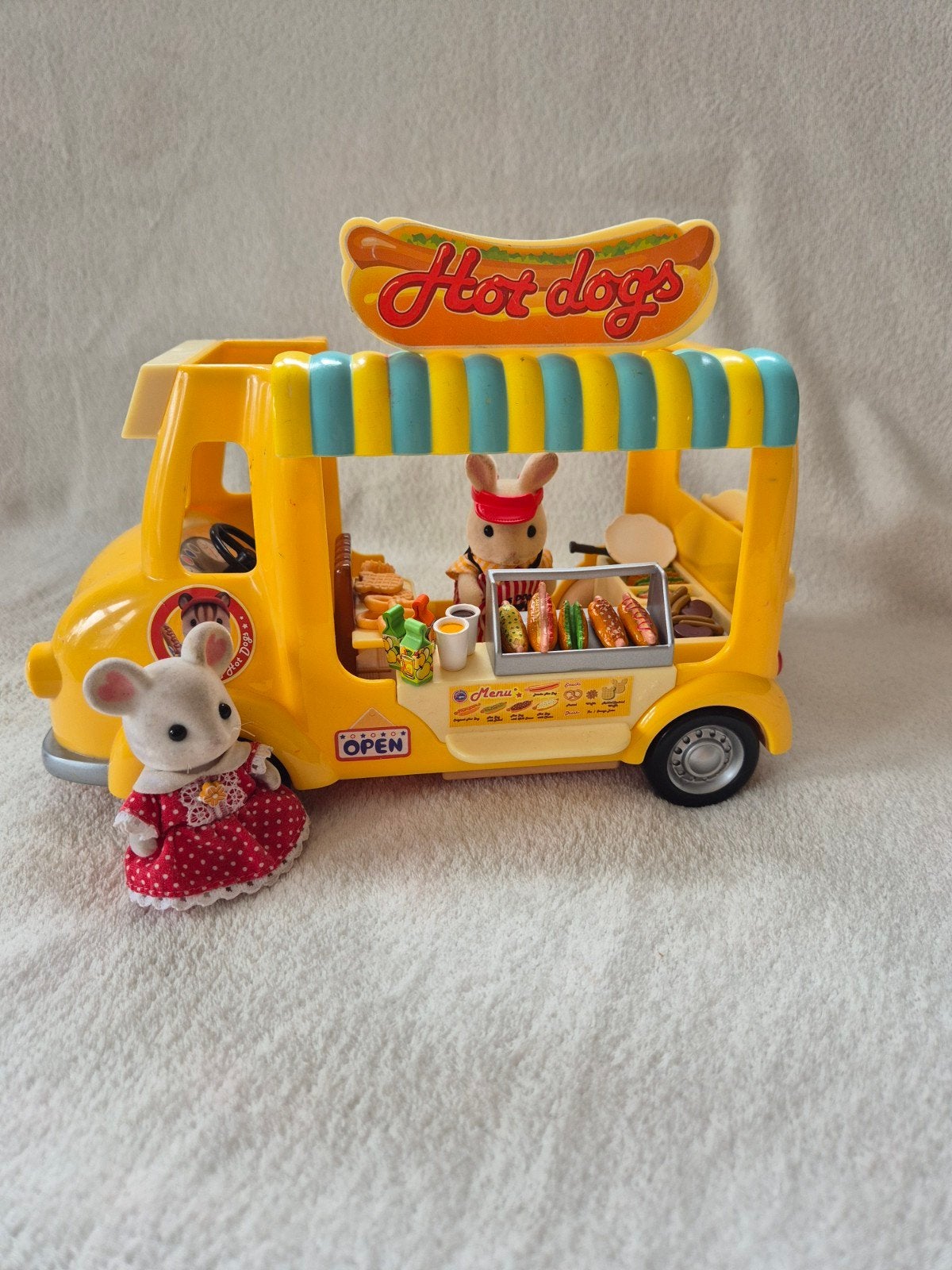Sylvanian Families Hotdog Kraam met Konijn en Muis, Ophalen of Verzenden, Gebruikt