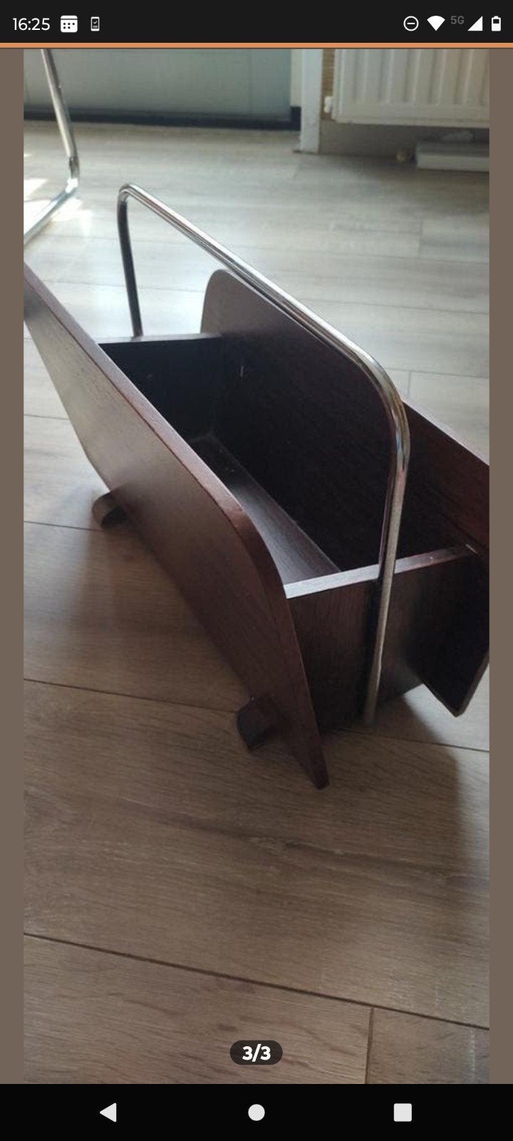 Vintage mid century krantenbak lectuurmand, Meerdere vakken, Gebruikt, Lectuurbak, Ophalen of Verzenden