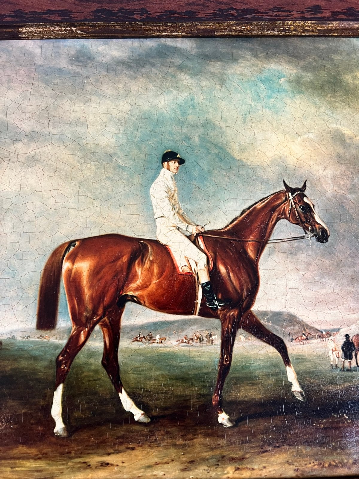 Klassiek Schilderij: Jockey en Racepaard, Ophalen, Doek, Realistisch, Dieren