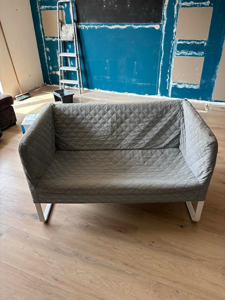 IKEA KNOPPARP 2-zitsbank grijs - wasbare bekleding, Huis en Inrichting, Banken | Bankstellen, Ophalen, Gebruikt, Minder dan 75 cm