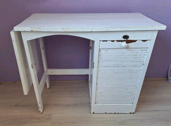 vintage kinderbureau,bureau, met rolluik en sleutel, Gebruikt, Hout, Kinderbureau, 44 cm
