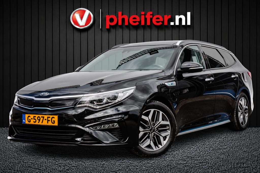 Kia Optima Sportswagon 2.0 GDI PHEV DynamicPlusLine Trekhaak, Gebruikt, Met garantie (alle), Leder en Stof, Zwart