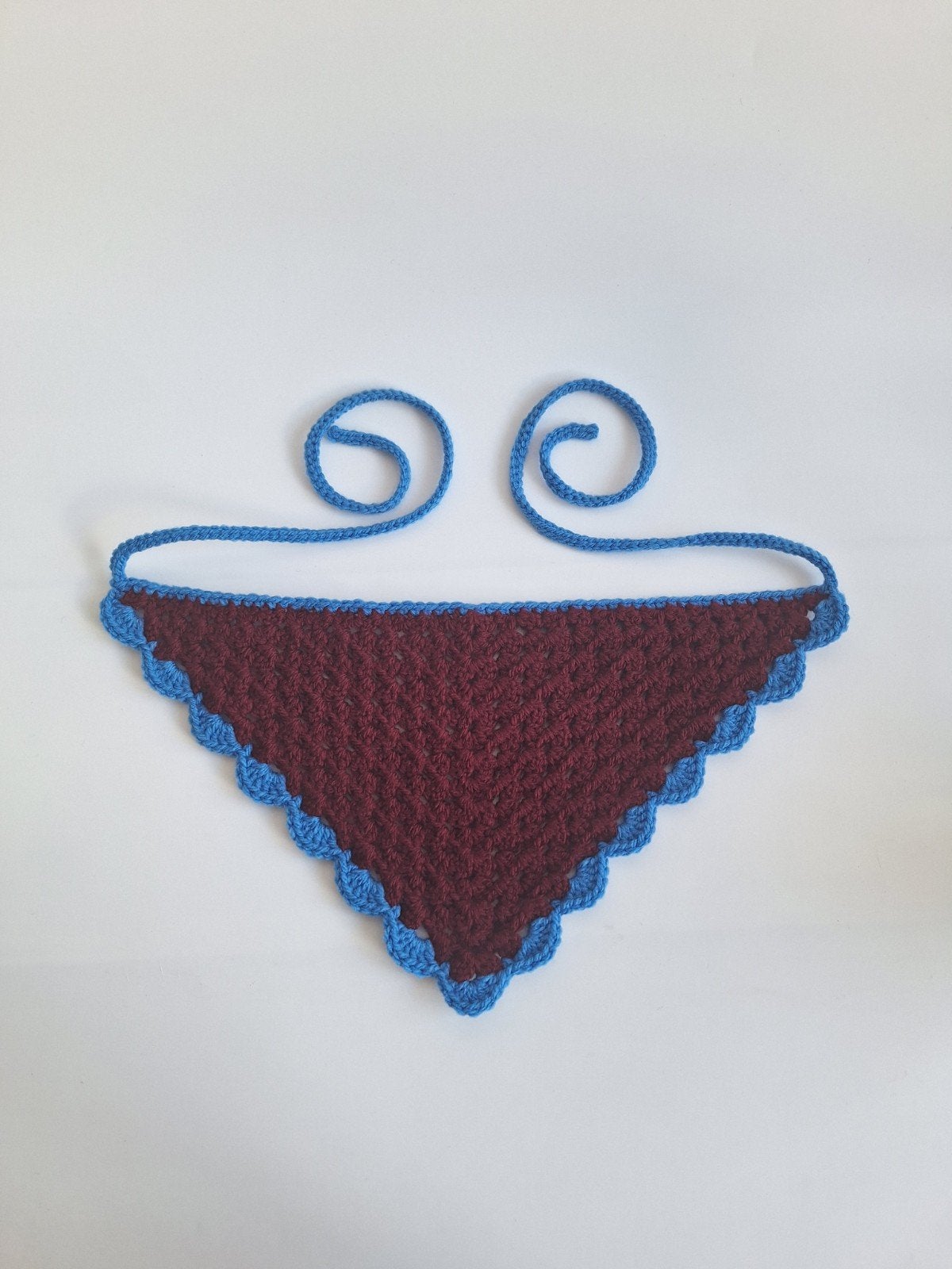 Gehaakte bandana wijnrood en blauw, Ophalen of Verzenden, Nieuw, One size fits all