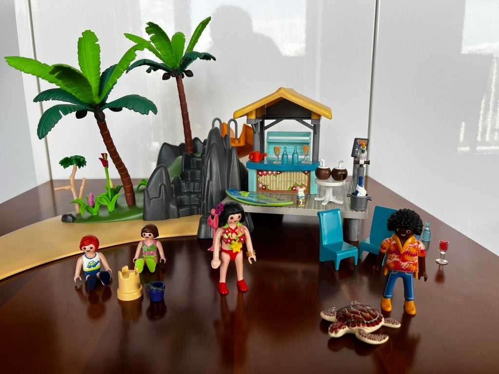 playmobil Vakantie-eiland met strandbar (set 6979), Kinderen en Baby's, Complete set, Overige typen, Zo goed als nieuw, Family fun