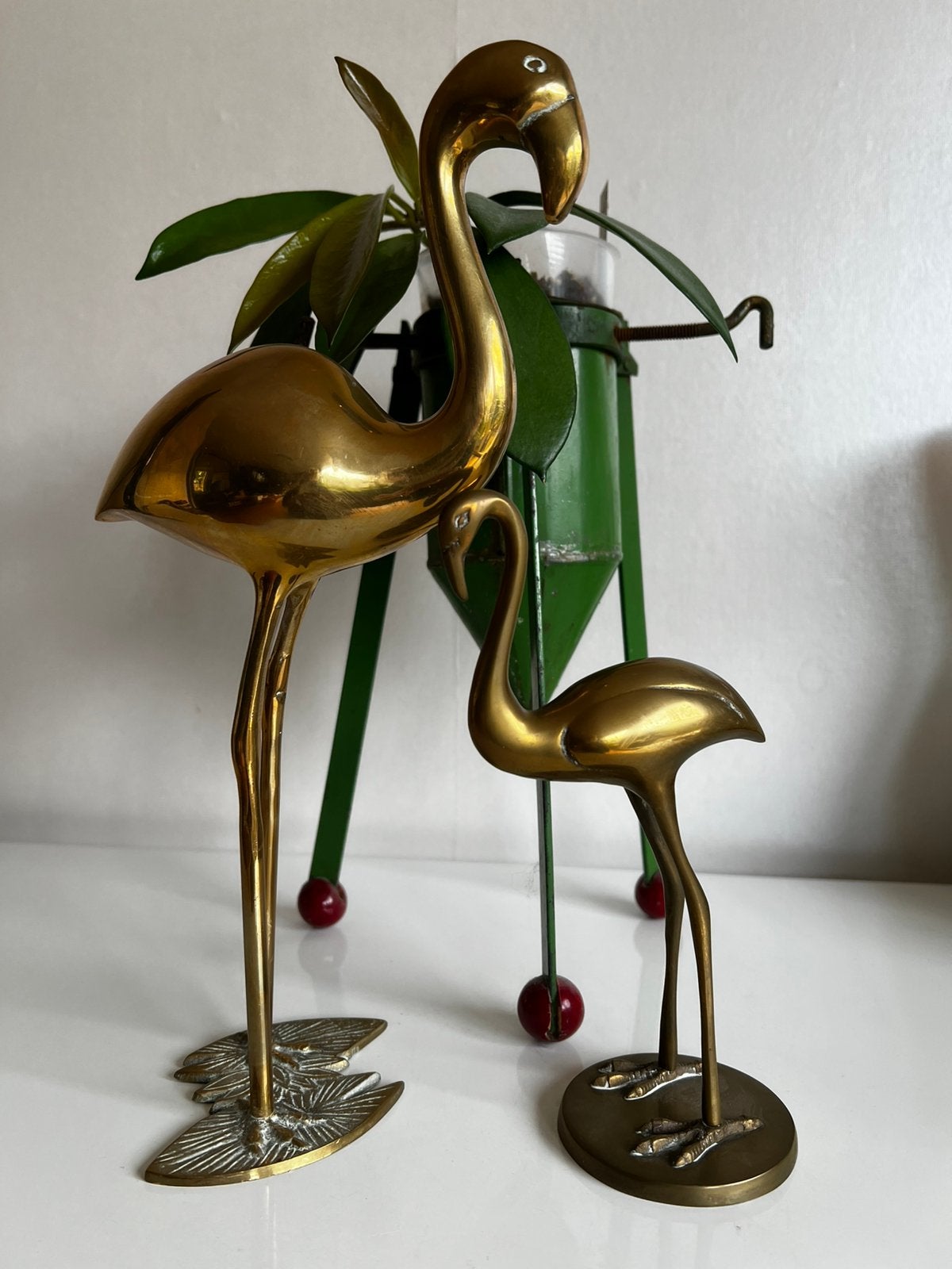 2 Vintage Flamingo’s    Messing Hollywood Regency, Ophalen of Verzenden, Object, Metaal
