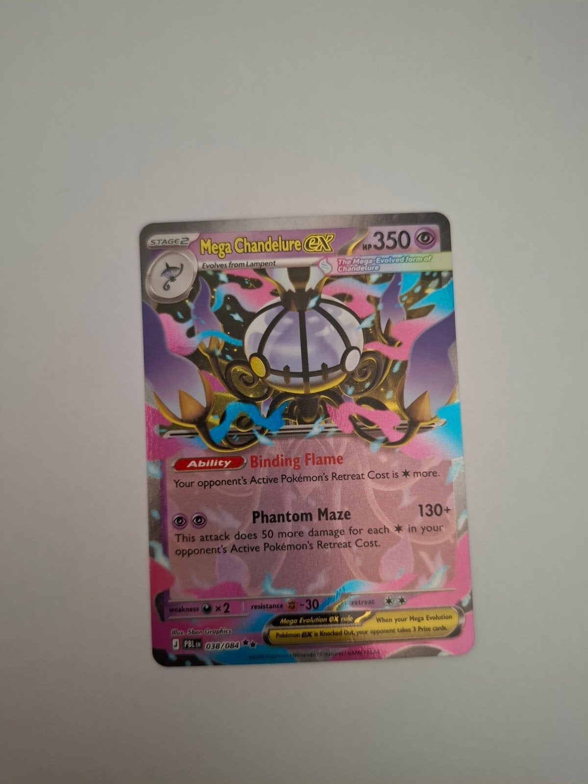 Mega Chandelure EX 038/084 Pokémon kaart, Ophalen of Verzenden, Nieuw, Losse kaart, Foil