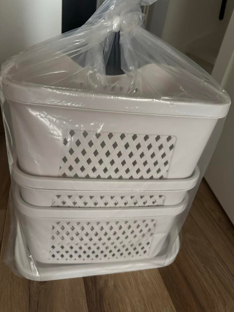 Nieuwe 3-laags Opberg Organizer met Mandjes, Kunststof, Mand, Nieuw, Ophalen of Verzenden