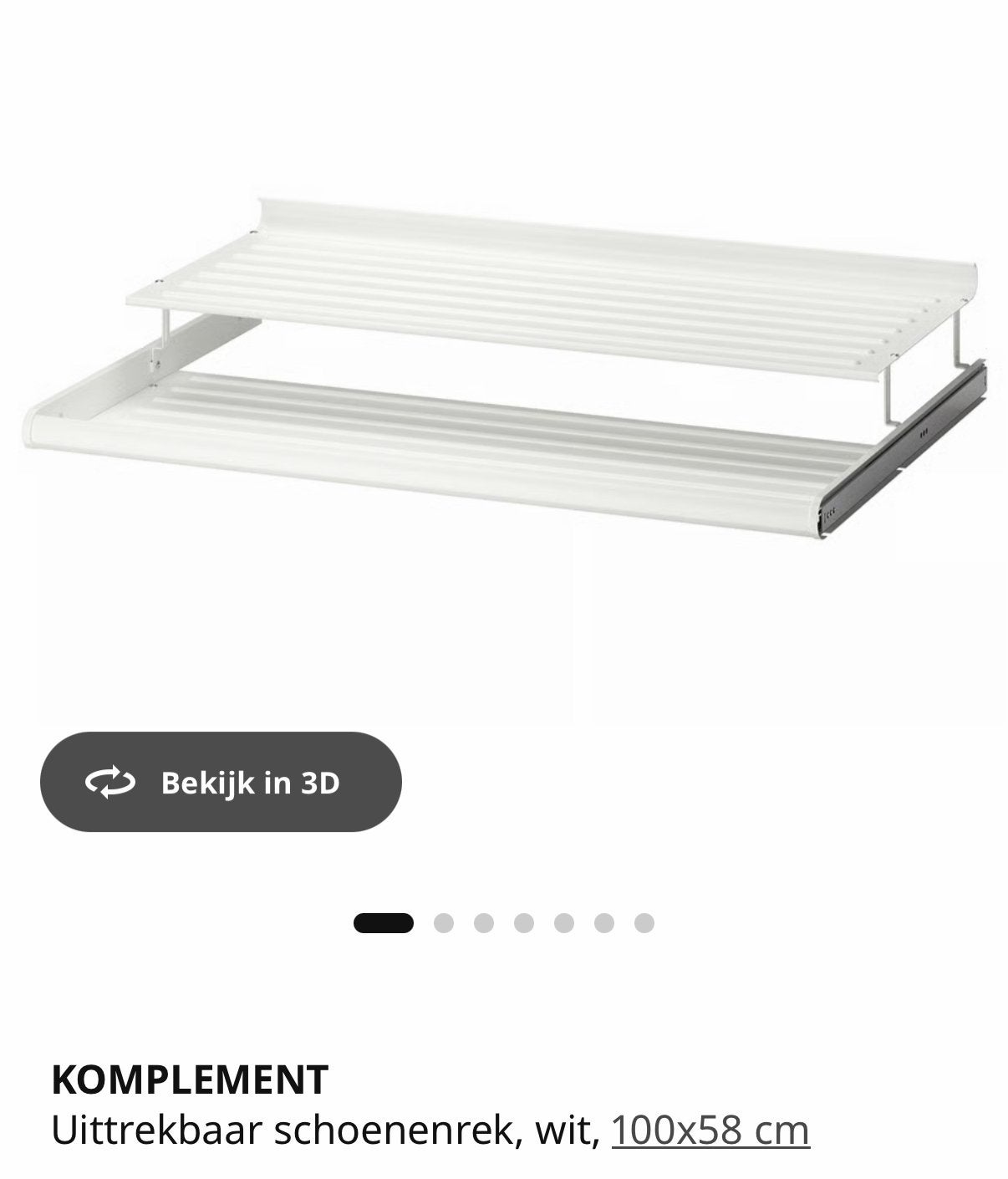 Ikea Komplement Uittrekbaar Schoenenrek PAX 100x58cm GRIJS, Huis en Inrichting, Ophalen of Verzenden, Zo goed als nieuw