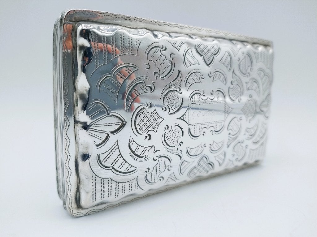 Zilveren tabaksdoos, C. Monteban, Schoonhoven, 1869, Verzenden, Zilver