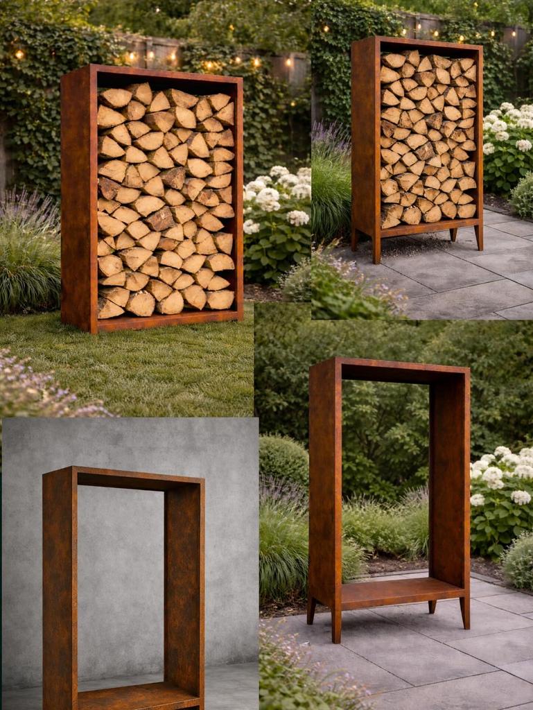 Cortenstaal hout opslag, Ophalen, Nieuw