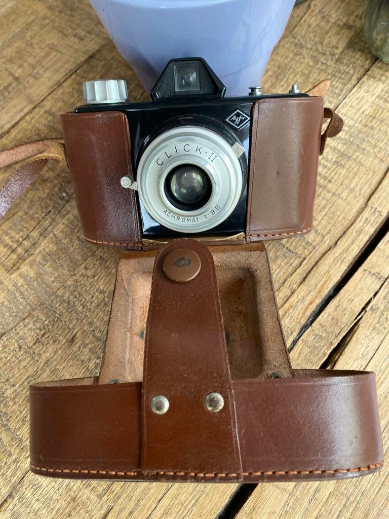 Agfa Click-II camera met leren hoes, Ophalen of Verzenden, Gebruikt, Compact, Overige Merken