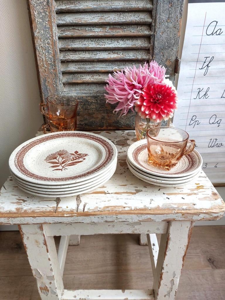 Vintage set ontbijtbordjes en schotels Churchill England, Ophalen of Verzenden