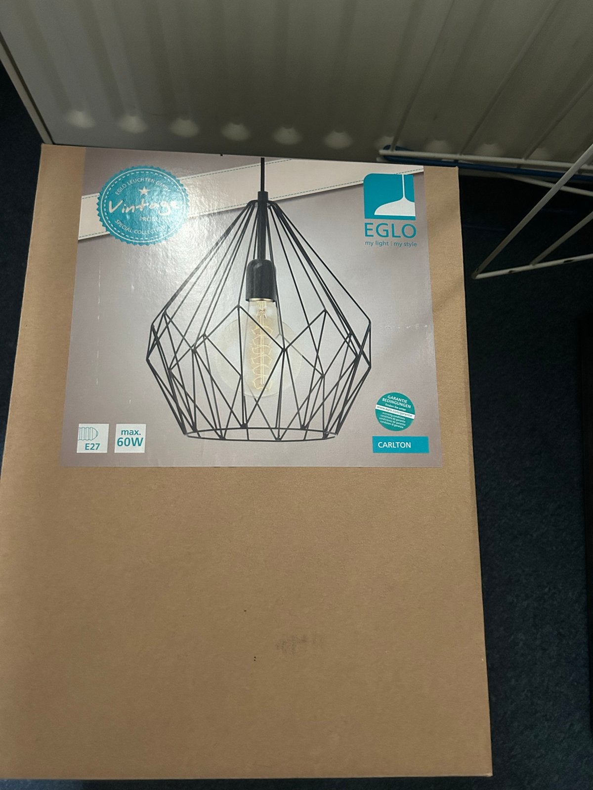 EGLO Carlton Vintage Hanglamp Zwart - Nieuw in doos, Huis en Inrichting, Ophalen, Nieuw, Metaal, E27 (groot)