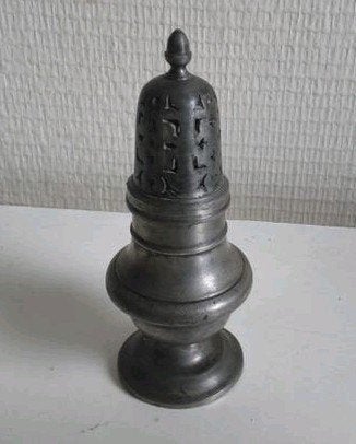 antieke tinnen suiker/peper/ kaneel strooier, afneembare kop, Ophalen of Verzenden