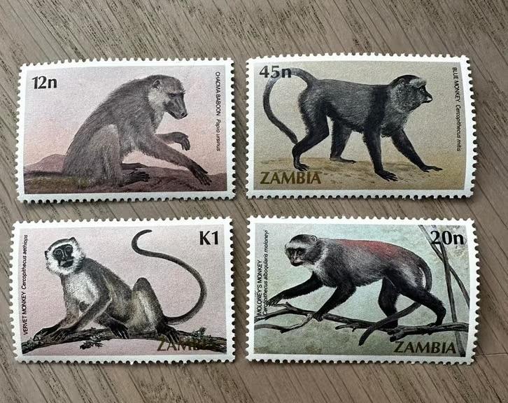 Zambia 1985 Apen Postfris dieren Set, Postzegels en Munten, Postzegels | Afrika, Ophalen of Verzenden, Zambia, Postfris
