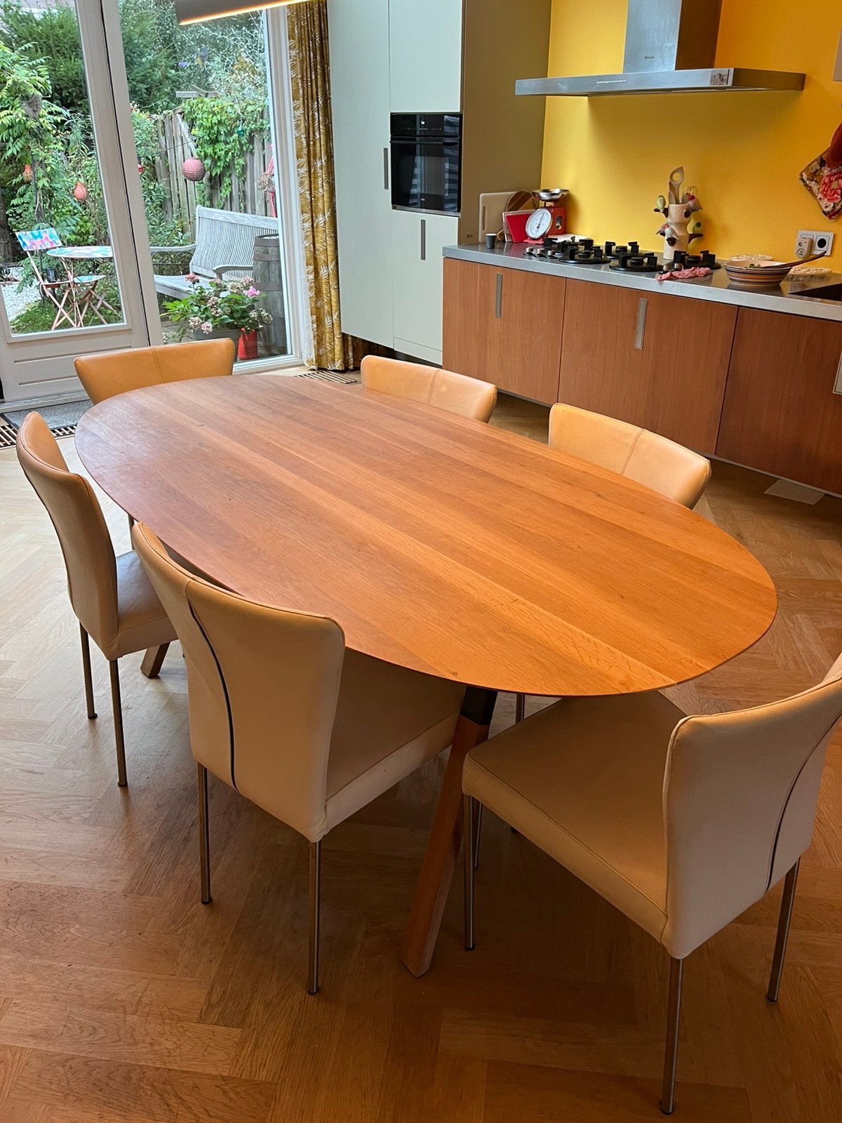 Licht eiken tafelblad 1x2 meter, Ophalen, Eikenhout, 50 tot 100 cm, Zo goed als nieuw