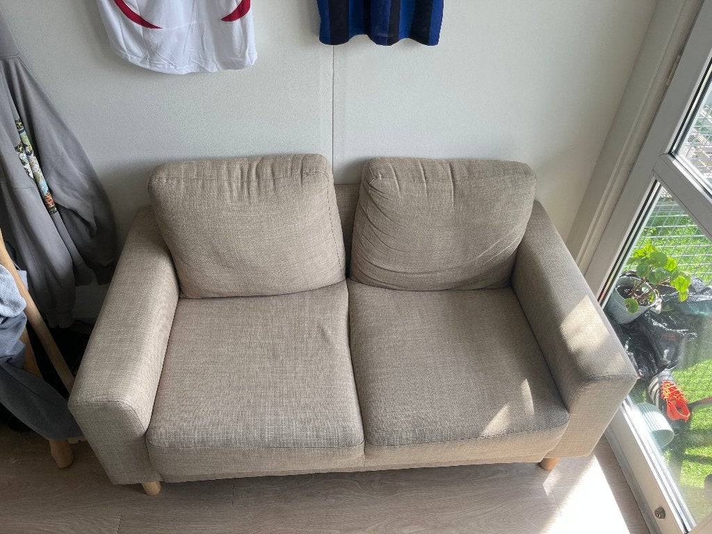 Bankje beige, Huis en Inrichting, Banken | Sofa's en Chaises Longues, Ophalen, Gebruikt, Minder dan 75 cm, Tweepersoons