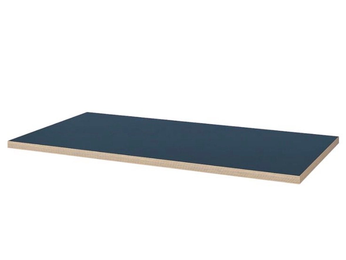 IKEA LINNMON/ADILS Bureau - Blauw blad, witte poten, Ophalen, Spaanplaat of MDF, Zo goed als nieuw, IKEA