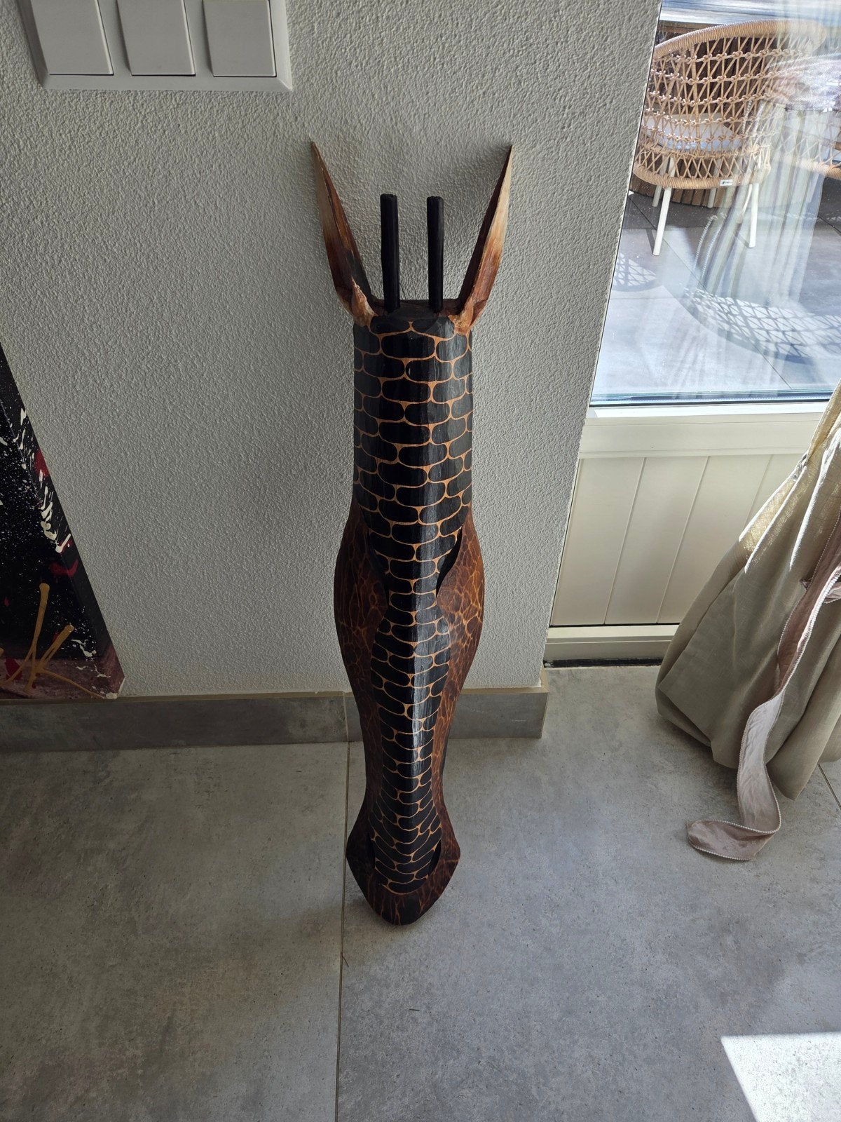 Unieke Balinese Houten Dierenkop - 110 cm Hoog, Antiek en Kunst, Ophalen, Houtsnijwerk, 1 meter - 2 meter, Hout