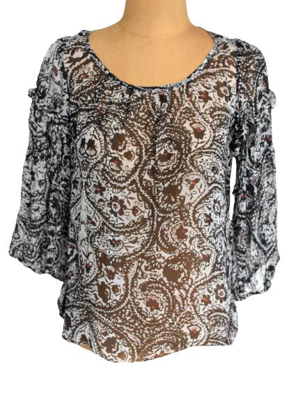 Diane von Fürstenberg topje, blousetop, top, grijs, Mt. M, Maat 38/40 (M), Verzenden, Diane von Fürstenberg, Zo goed als nieuw
