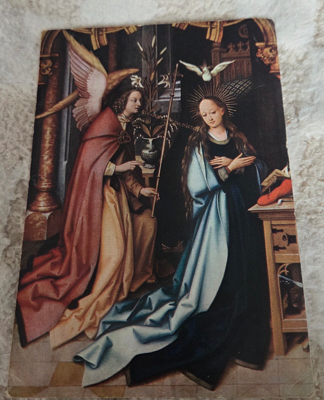 Oude Ansichtkaart: De Boodschap aan Maria (Holbein), Verzenden, 1940 tot 1960, Gelopen, Overige thema's