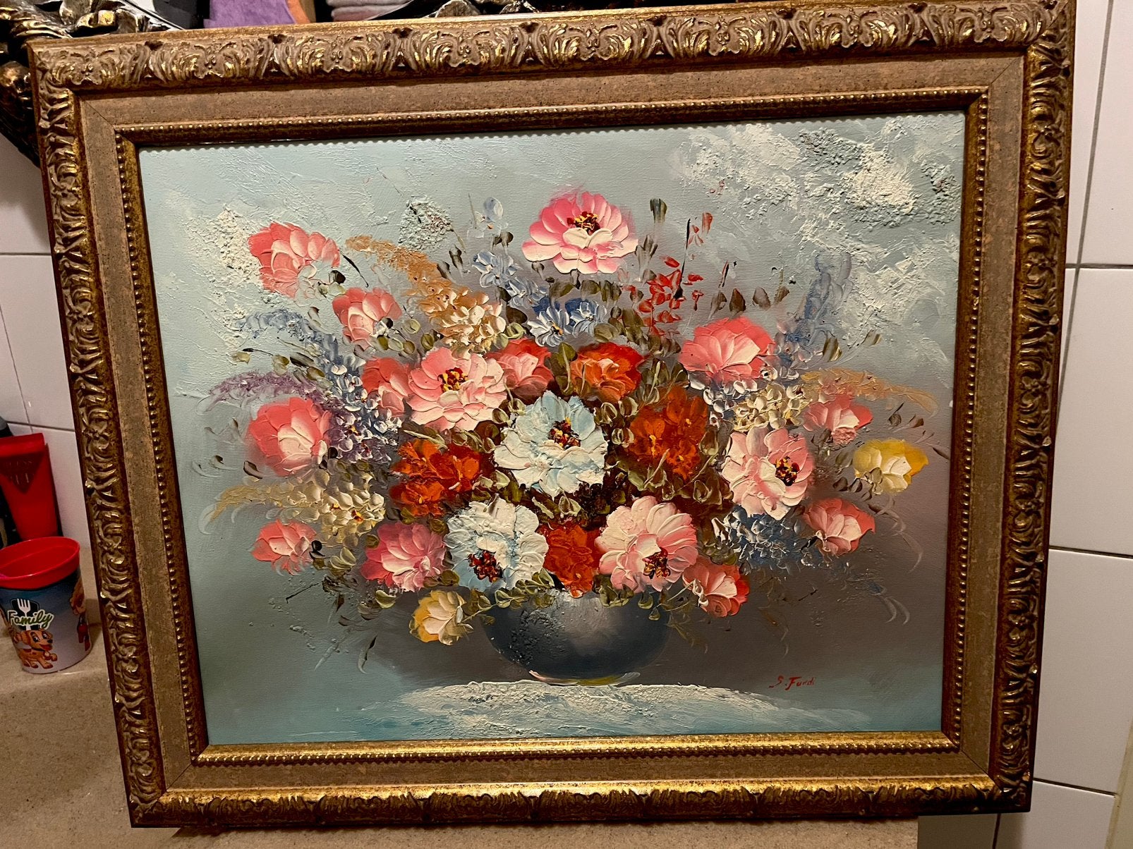 Olieverf bloemen stilleven schilderij, Antiek en Kunst, Kunst | Schilderijen | Klassiek, Ophalen