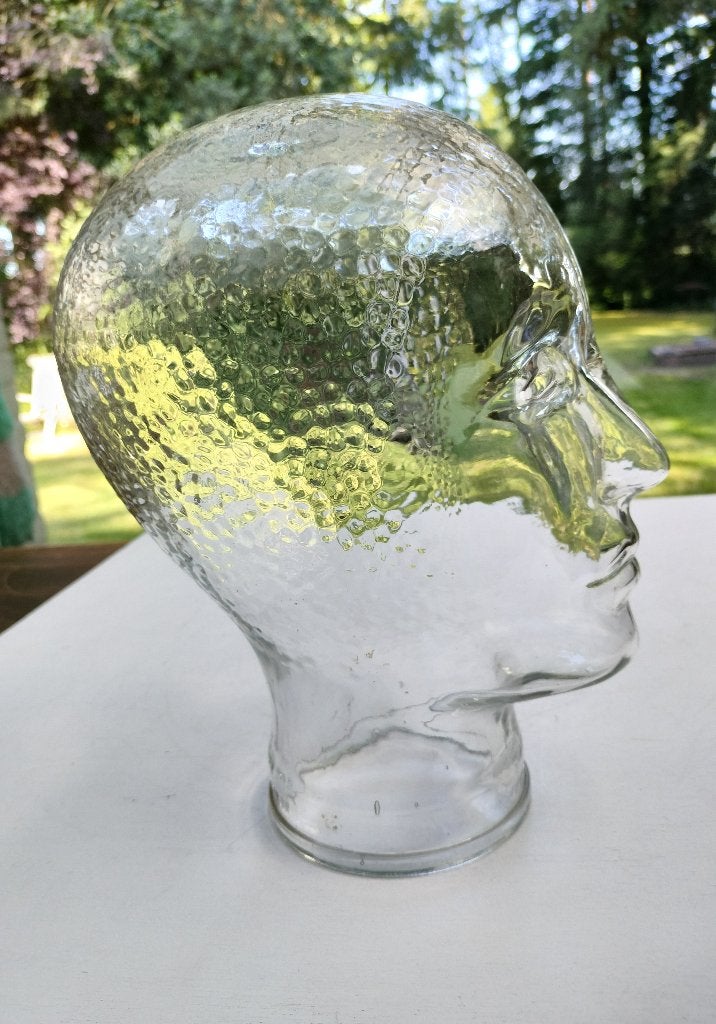 Mooi doorzichtig glazen hoofd uit de jaren 60-70. H.25cm., Ophalen of Verzenden