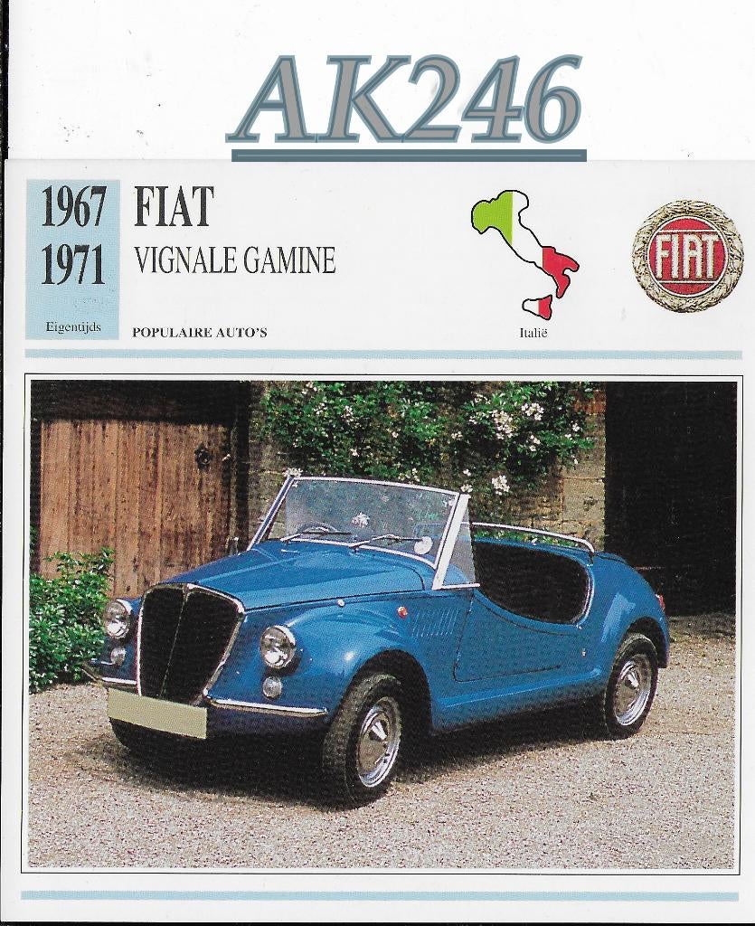 Ak246 autokaart fiat vignale gamine ( 1967 - 1971 ), Ophalen of Verzenden, Zo goed als nieuw, Auto's