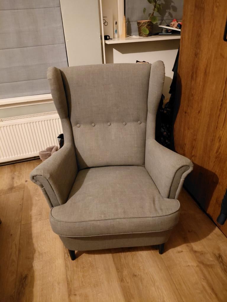 Grijze ikea fauteuil Strandmon, Huis en Inrichting, Fauteuils, Ophalen, Gebruikt, Klassiek, Comfortabel, 75 tot 100 cm