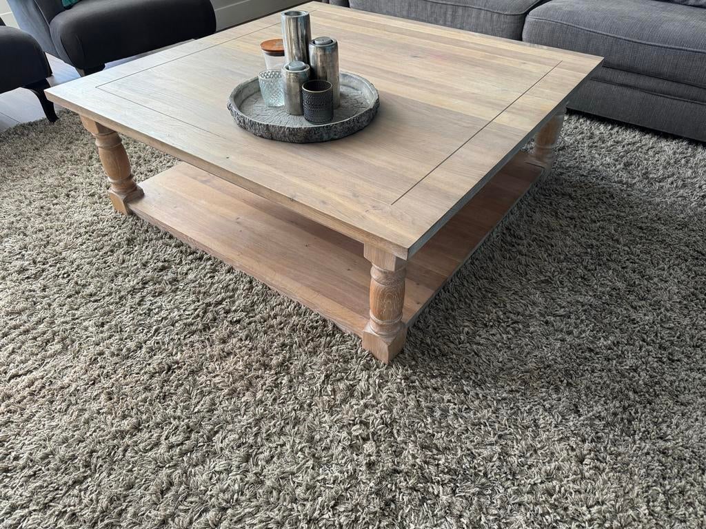 Eikenhout salontafel 120 x 120 cm, Huis en Inrichting, Tafels | Salontafels, Ophalen, Gebruikt, 100 tot 150 cm, Minder dan 50 cm