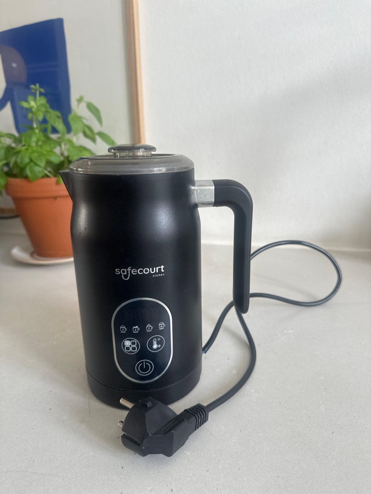 Safecourt Kitchen Elektrische Melkopschuimer Zwart, Ophalen of Verzenden, Gebruikt, Elektrische melkopschuimer
