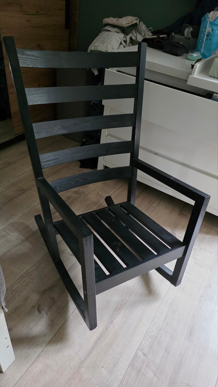 Zwarte houten schommelstoel Värmdö Ikea, Ophalen, Zwart, Zo goed als nieuw, Hout