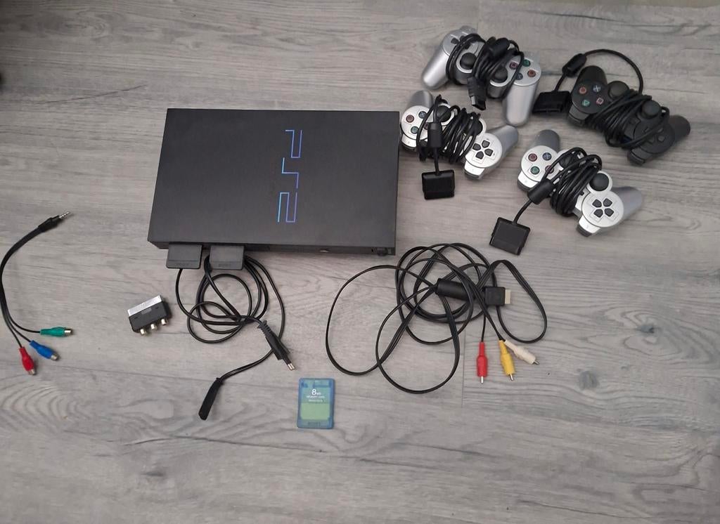 Sony PlayStation 2 Slim met 4 controllers en 15 games, Spelcomputers en Games, Ophalen, Met 2 controllers