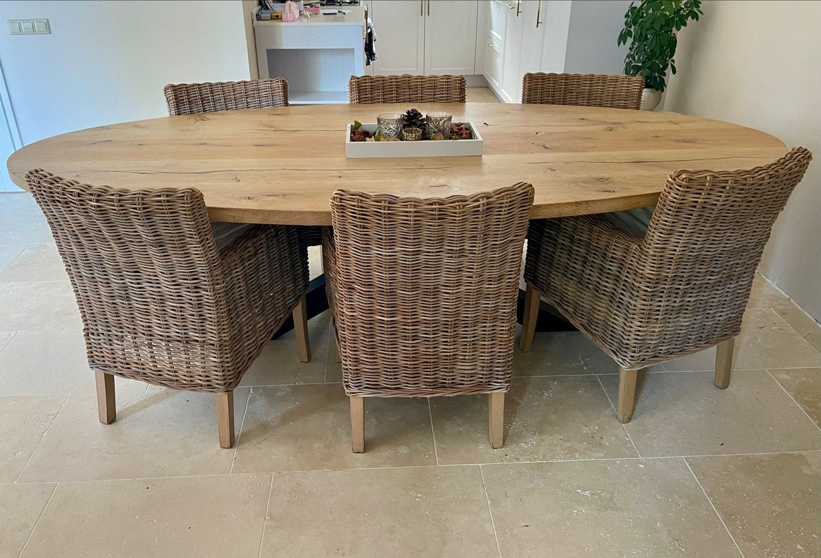 Massief eikenhouten eettafel 260x120 cm, Ophalen, 100 tot 150 cm, Eikenhout, 200 cm of meer