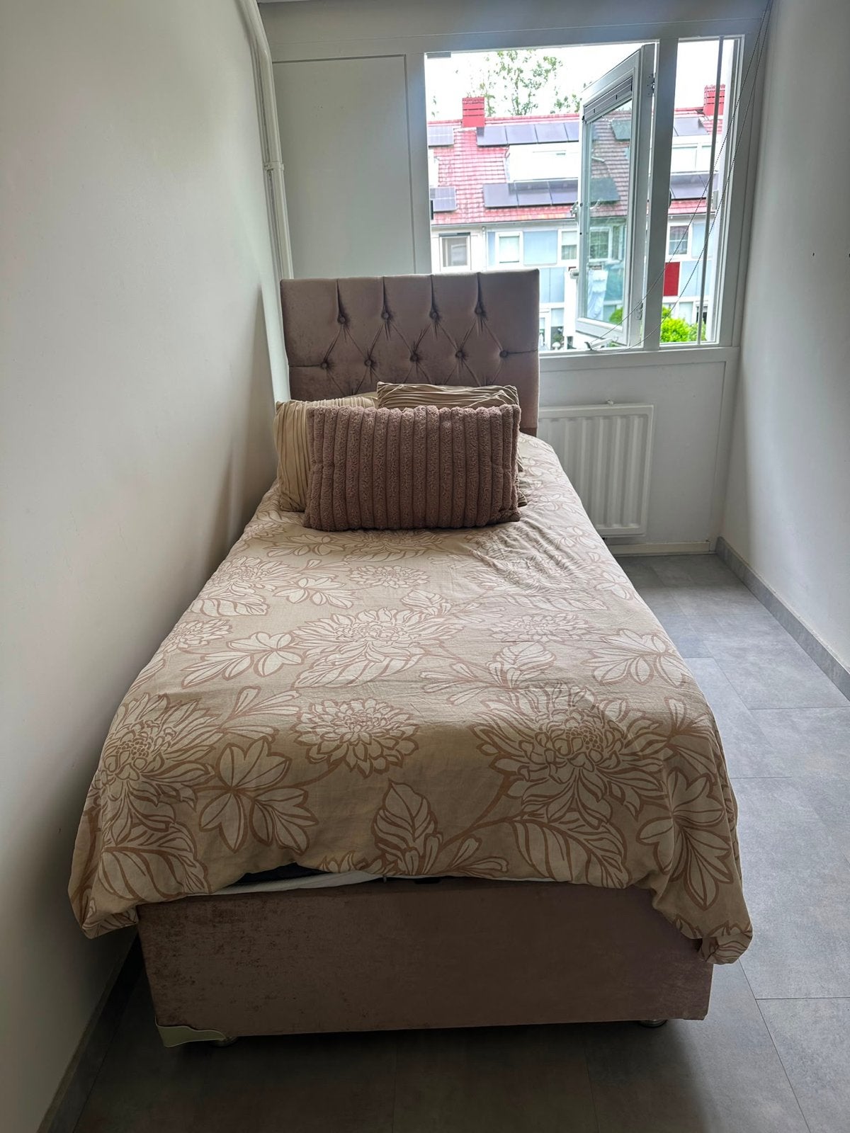 Boxspring bed met opbergruimte - Eenpersoons, Ophalen, Gebruikt, 90 cm, Eenpersoons