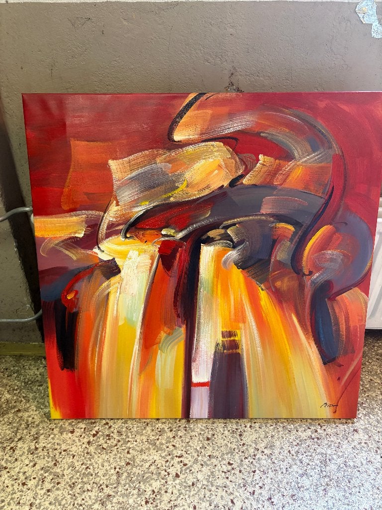 schilderij onbekende schilder - rood-geel, Ophalen of Verzenden