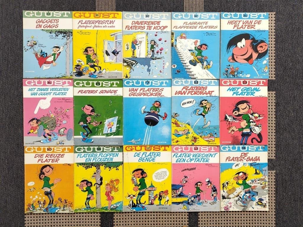 Complete Serie GUUST FLATER: R0 t/m 14 (15 albums) in box, Boeken, Gelezen, Verzenden, Complete serie of reeks, Franquin