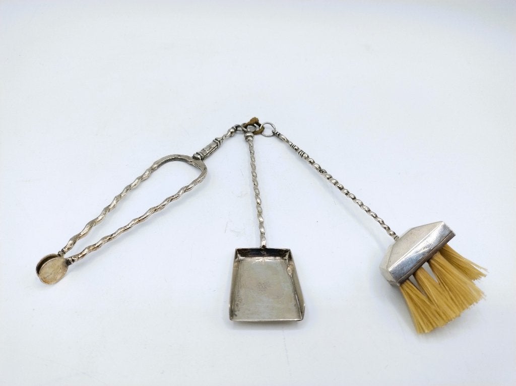 3-Delig zilveren miniatuur haardstel, Pieter Snijder, 1734, Verzenden, Zilver
