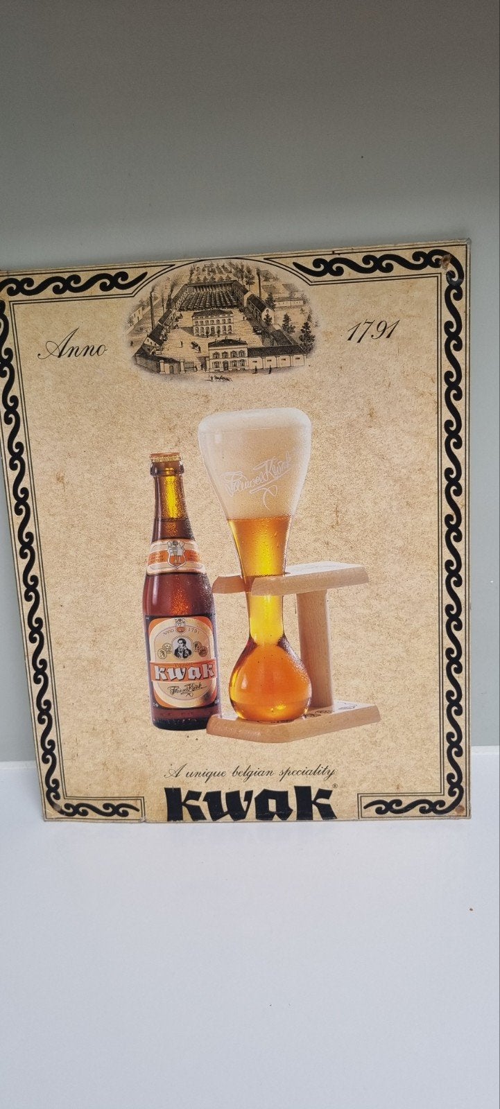 Kwak bier brouwerij mancave reclamebord bord geen emaille, Ophalen of Verzenden, Gebruikt, Reclamebord