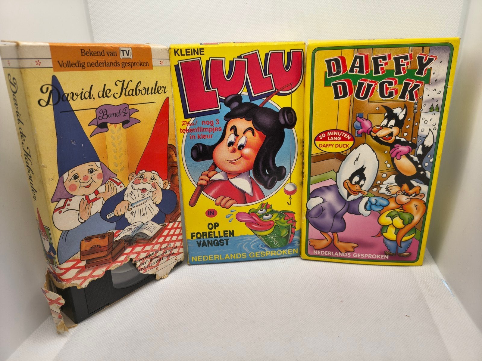 David de kabouter, Lulu en daffy Duck VHS lot, Alle leeftijden, Ophalen of Verzenden, Zo goed als nieuw