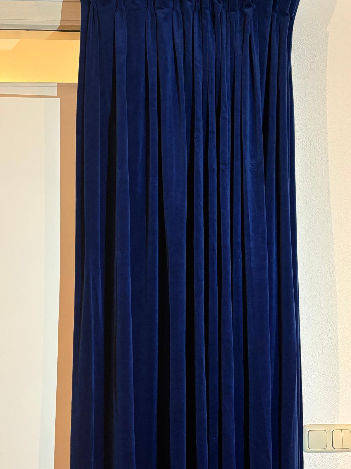 Koningsblauw velours gordijnen, Ophalen of Verzenden, Zo goed als nieuw, 200 cm of meer, Chique