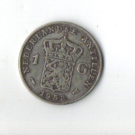 Nederlandse Antillen 1 Gulden 1952, Postzegels en Munten, Munten | Nederland, 1 gulden, Koningin Juliana, Verzenden, Zilver