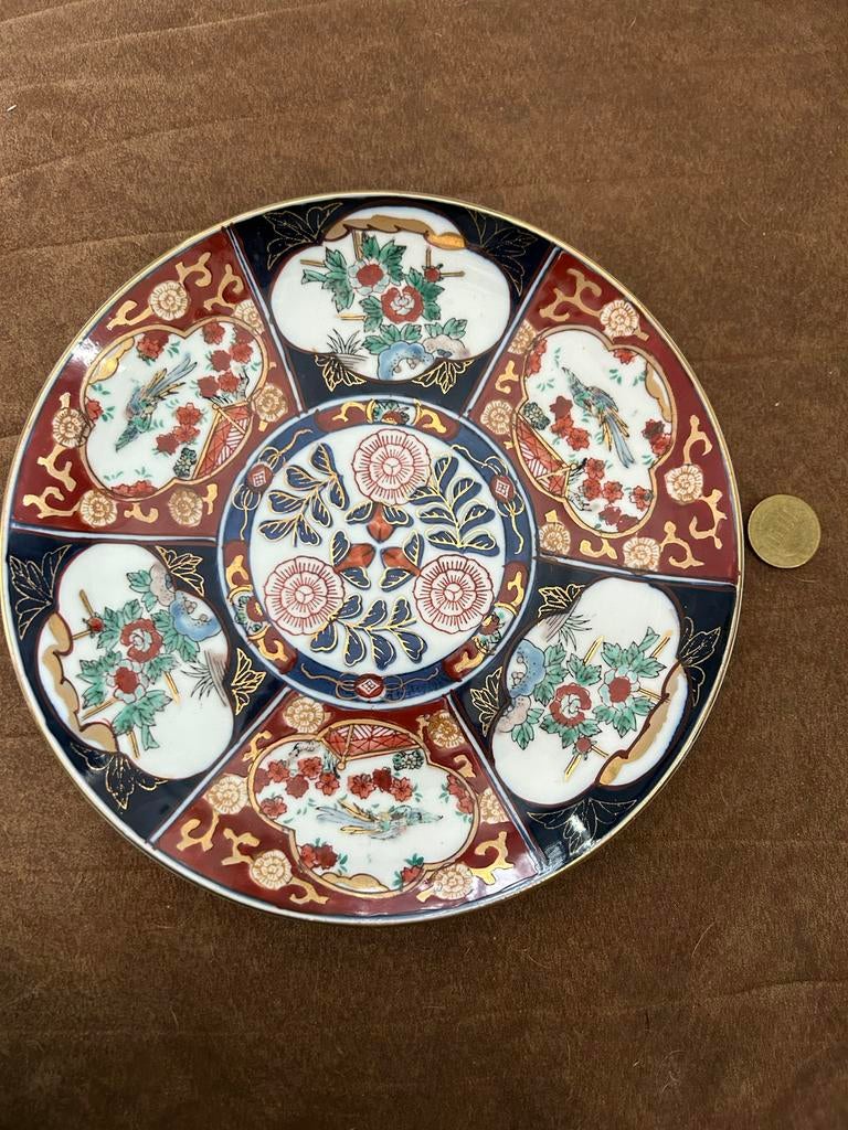 Japans Imari porseleinen wandbord met bloemen en vogels, Antiek en Kunst, Ophalen of Verzenden